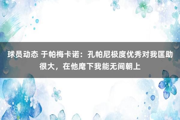 球员动态 于帕梅卡诺：孔帕尼极度优秀对我匡助很大，在他麾下我能无间朝上