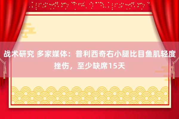 战术研究 多家媒体：普利西奇右小腿比目鱼肌轻度挫伤，至少缺席15天