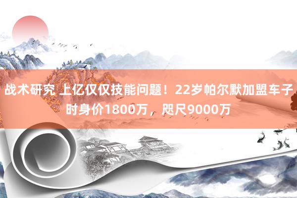 战术研究 上亿仅仅技能问题！22岁帕尔默加盟车子时身价1800万，咫尺9000万